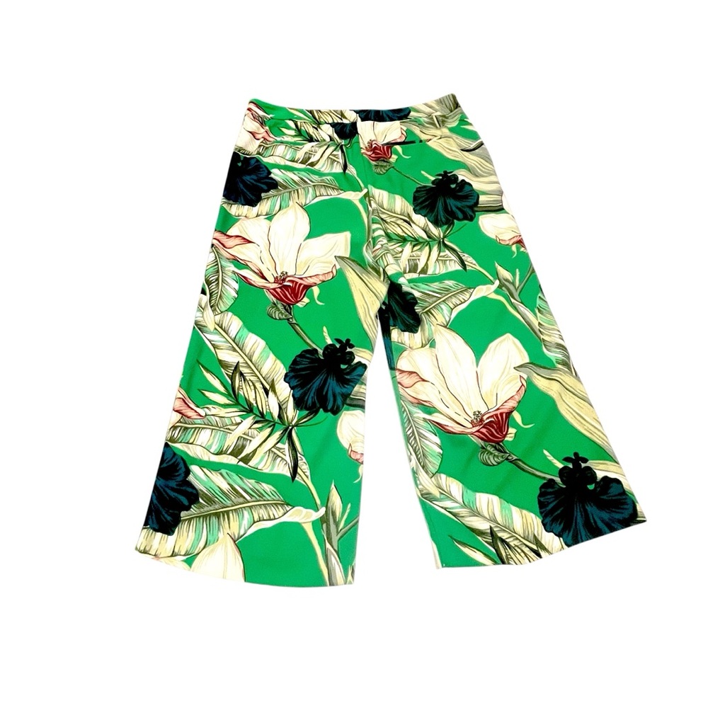 ANN TAYLOR Multi Color Floral The Drapey Wide Leg Crop Pant Size 16 - Picture 2 of 12